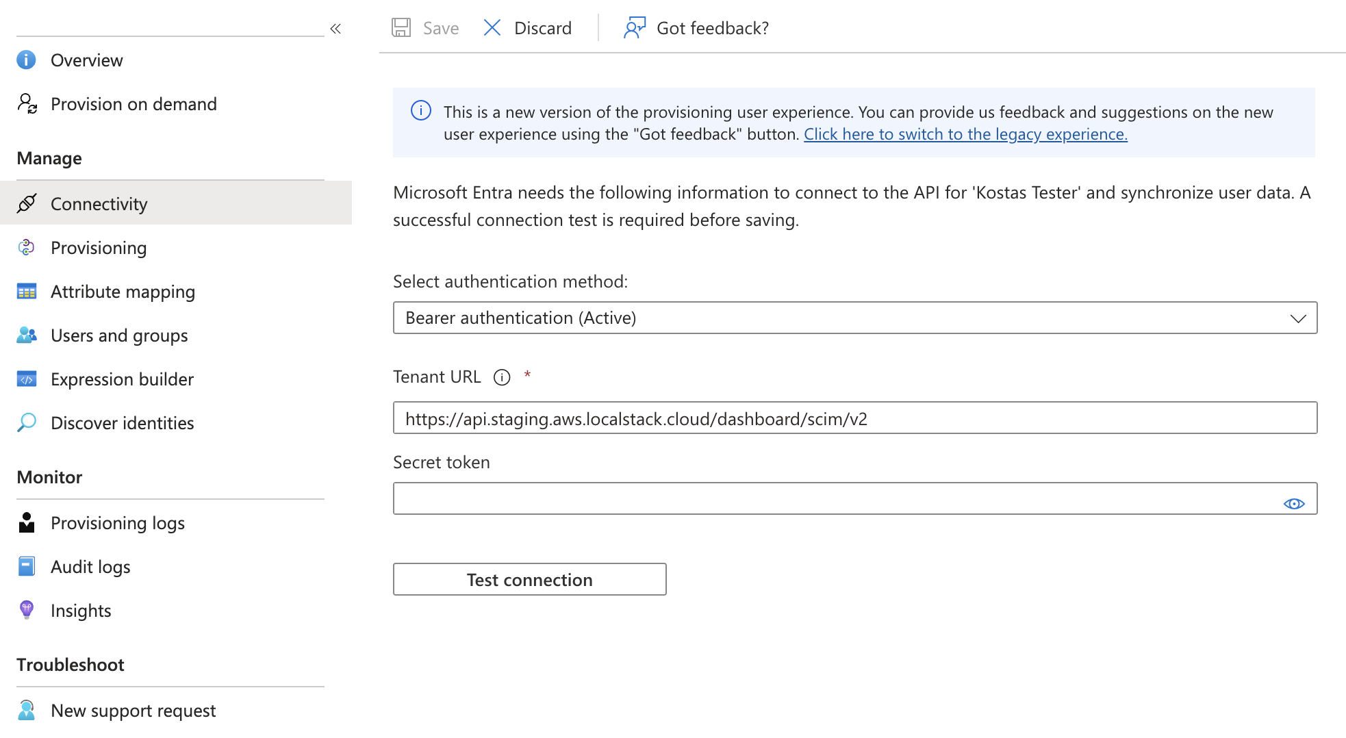 Entra ID SCIM connectivity configuration